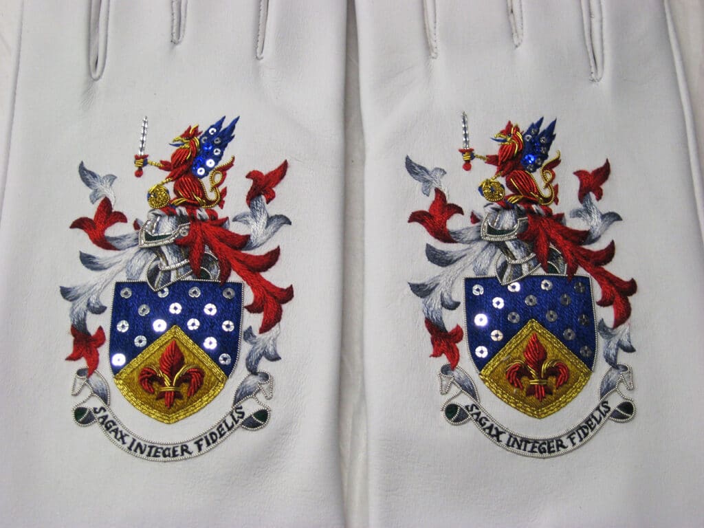 Embroidered kid gloves for the Aldermanic Sheriff of London